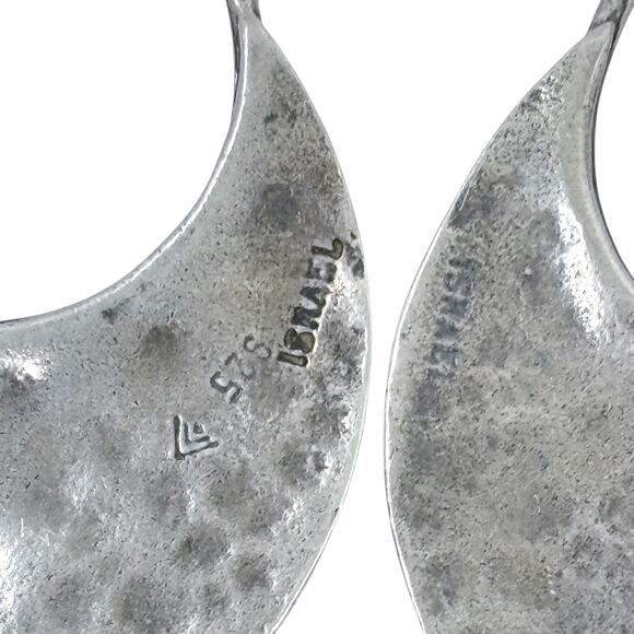 Estate Silpada Sterling Silver 925 Hammered Disc Dangle Earrings - Picture 6 of 8